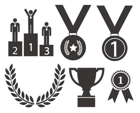 Awards icons set vector Stock Illustration