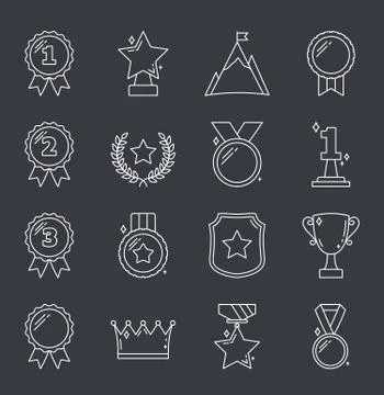 Awards Line Icons 스톡 일러스트