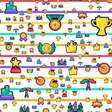 Awards seamless color vector pattern Stock Illustration