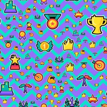 Awards seamless color vector zigzag pattern Illustrazione stock