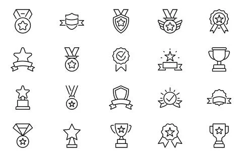 Awards thin line vector icon set. Pixel perfect. Editable stroke. The set c.. Stock Illustration