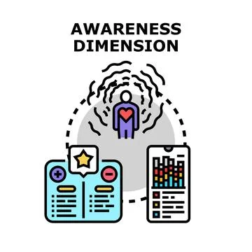 Awareness dimension analyzing human emotional feedback data Stock Illustration