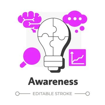 Awareness flat outline concept icon Illustrazione stock