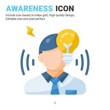 Awareness icon vector with flat color style isolated on white background イラスト素材