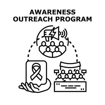 Awareness outreach program spreading important public information 스톡 일러스트