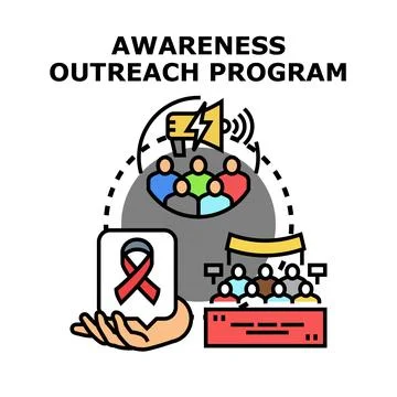 Awareness outreach program spreading important public information イラスト素材