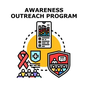 Awareness outreach program vector concept illustration Stock Illustration