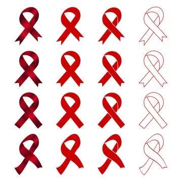 Awareness Ribbon Set Collection with Gradient, Thin and Nice Shapes Stock Illustration