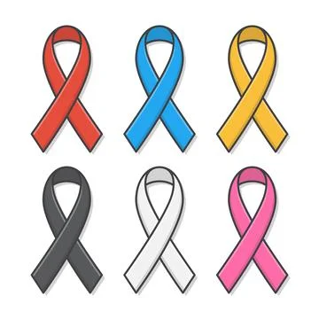 Awareness Ribbons Vector Icon Illustration. Ribbon Flat Icon Stock Illustration