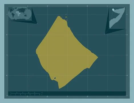 Awdal, Somalia. Solid color shape. Locations of major cities of the region 库存插图