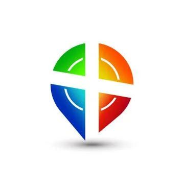 Awesome Abstract Gradient Pin Maps Vinyl Record Company Modern Logo Design Te イラスト素材