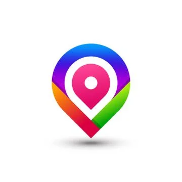 Awesome Abstract Gradient Pin Maps Logos Company Modern Logo Design Template Stock Illustration
