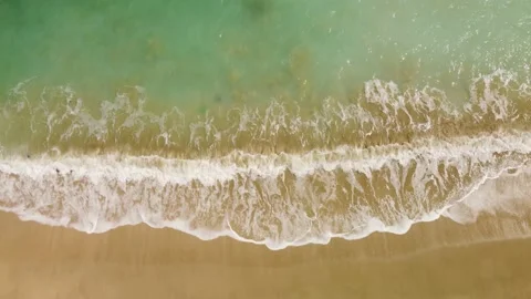 Awesome aerial view of sand beach and white crested waves Stock Footage 172467862