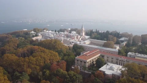 Awesome aerial view of the Topkapi Palace in Istanbul, Turkey Stock Footage 186450816