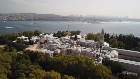 Awesome aerial view of the Topkapi Palace in Istanbul, Turkey Stock Footage 188749314