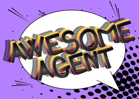 Awesome Agent Comic book style cartoon words on abstract comics background. Stock-Illustration