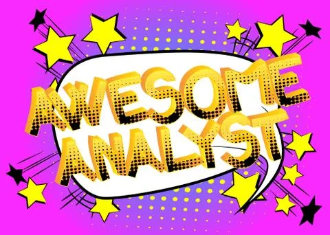 Awesome Analyst Comic book style cartoon words on abstract background. Stockillustratie