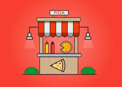Awesome and creative vector pizza store illustration graphic design Ilustración de archivo
