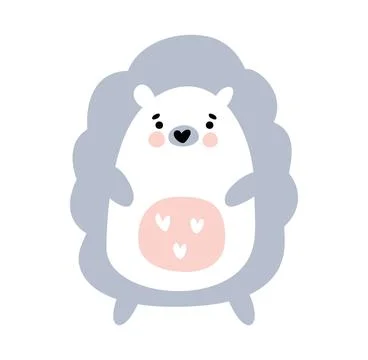 Awesome baby vector cute flat hedgehog isolated. Doodle animal illustration in Stock-Illustration