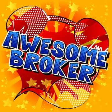 Awesome Broker - Comic book style word on abstract background. Illustrazione stock