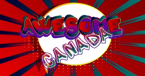 Awesome Canada. Comic Book Words Stock Footage 168114125