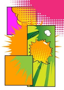 Awesome Cartoon Abstract Background, comic book page layout backdrop. Retro.. Stock Illustration