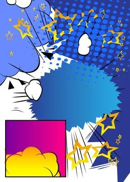 Awesome Cartoon Background, comic book abstract page layout backdrop. Retro.. Stock Illustration