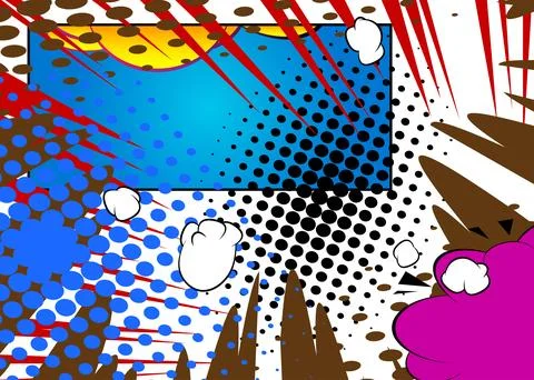Awesome Cartoon Background, comic book abstract page layout backdrop. Retro.. Stock Illustration