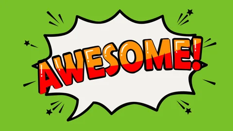Awesome Comic Speech Bubble Animated Text on Green Background Loop Motion Stock Footage 341376194
