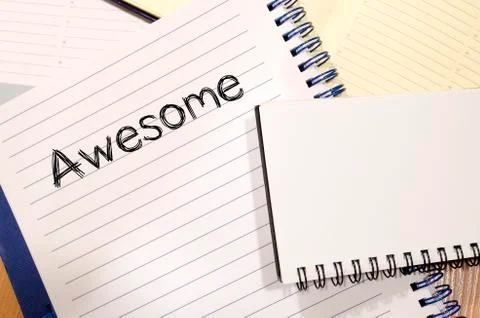 Awesome concept on notebook Stock Photos