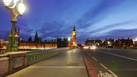 Awesome day to night time-lapse of Westminster with Big Ben London in 4k Video stock 51834963