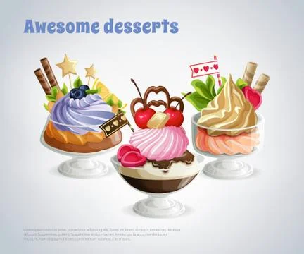 Awesome Desserts Composition Stock Illustration