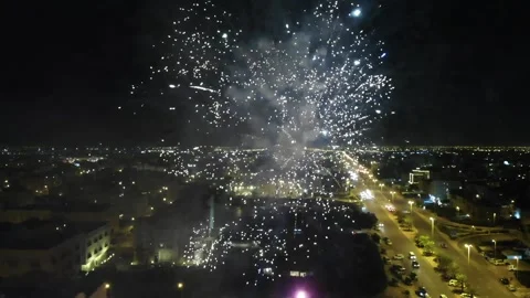 Awesome Drone Firework Video form Kuwait Stock Footage 204813548