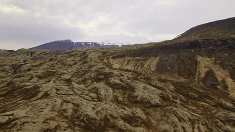 Awesome Drone Shot of Snowy Mountain and White Clouds in Background Video stock 156891153