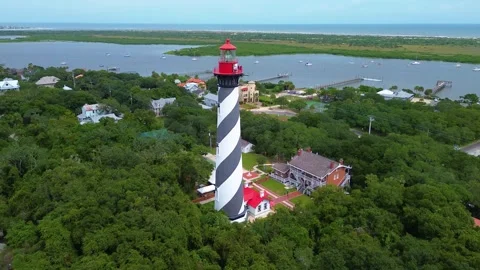 An awesome drone video of the St. Augustine Lighthouse in America's oldest Stock Footage 286856732