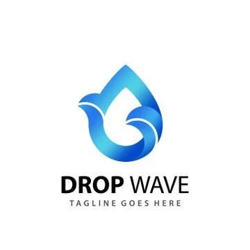 Awesome Drop Wave Gradient Logo Design Template Vector Premium Illustrazione stock