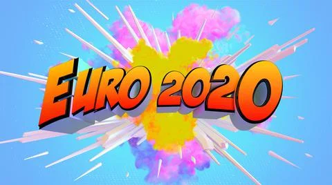 Awesome exploding Euro 2020 3D illustration message with soccer ball Stock Illustration