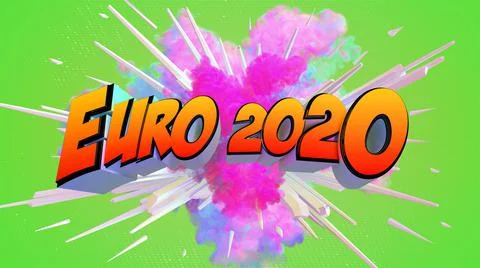 Awesome exploding Euro 2020 3D illustration message with soccer ball Stock Illustration