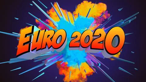 Awesome exploding Euro 2020 3D illustration message with soccer ball Stock Illustration