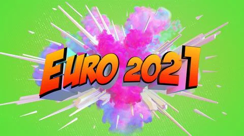 Awesome exploding Euro 2021 illustration message with soccer ball Stock Illustration