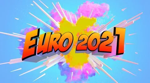 Awesome exploding Euro 2021 illustration message with soccer ball Stock Illustration