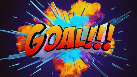 Awesome exploding Goal! Football message in 4K Stock Footage 155446005