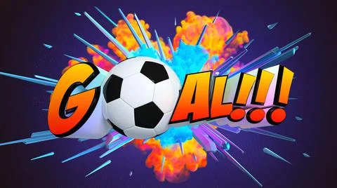 Awesome exploding goal word with soccer ball Stock Photos