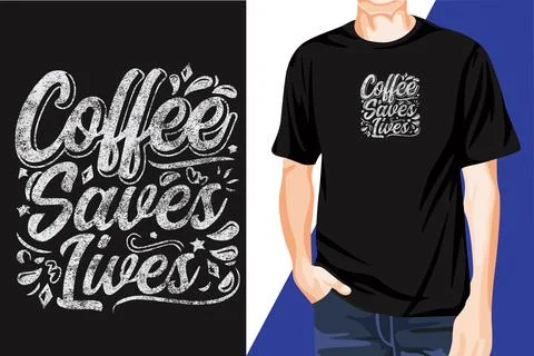 Awesome Eye-Catchy Modern Coffee Lover T-shirt Print Design Stock Illustration