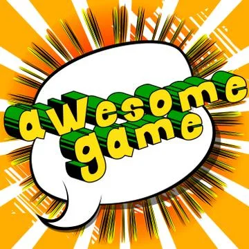 Awesome Game - Comic book style word on abstract background. Illustrazione stock