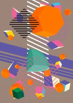Awesome geometrical graphic retro theme cover. Minimal geometric elements p.. Stock Illustration