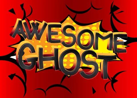 Awesome Ghost Comic book style cartoon words on abstract colorful comics back Stock-Illustration