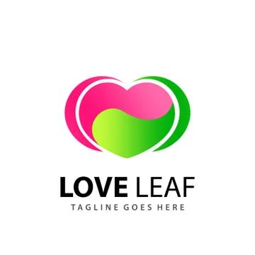 Awesome Gradient Love Leaf Modern Logo Design Template Vector イラスト素材