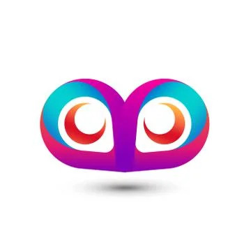 Awesome Gradient Owl moon Logo Design Template Premium Vector Stock Illustration