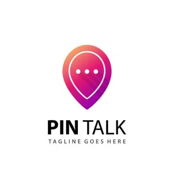 Awesome Gradient Pin Talk Modern Logo Design Template Vector Stock Illustration